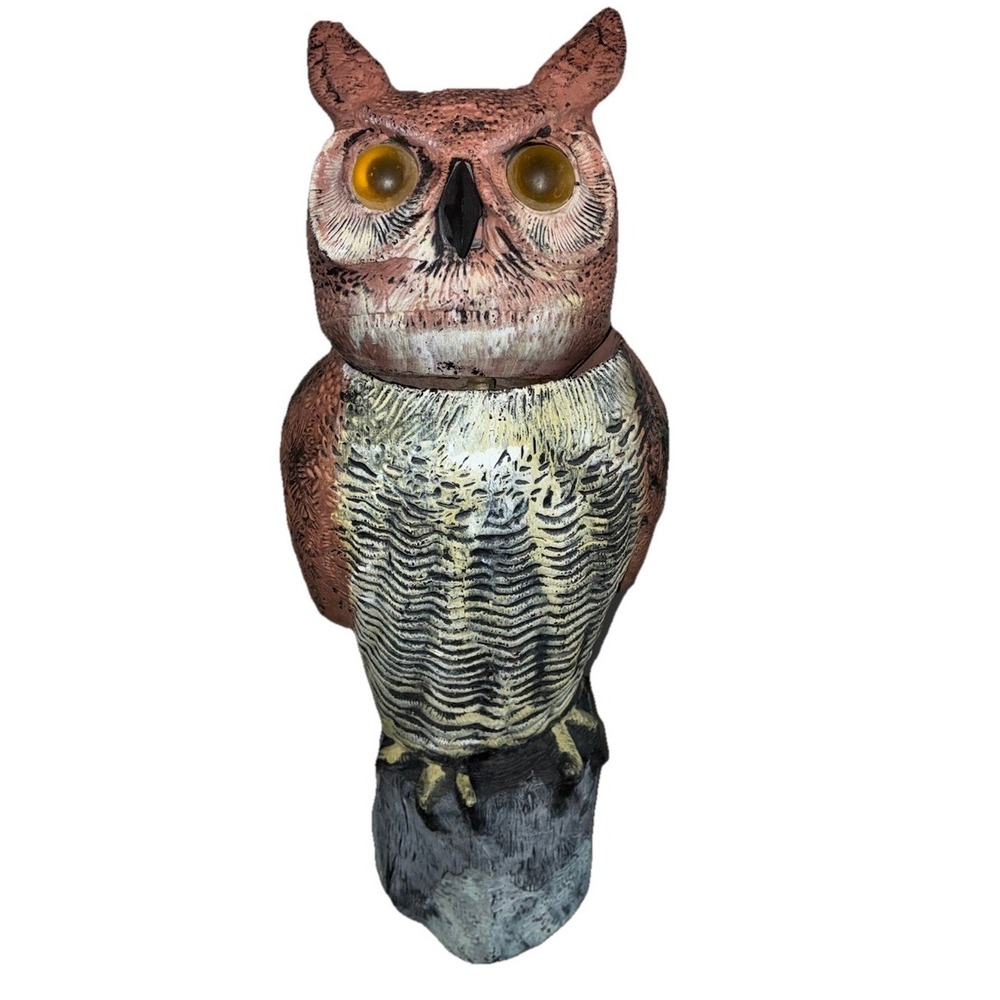 Gardeneer Owl Decoy Bird Control Plastic‎ Swivel Head 20" 1997 Vintage *flaw